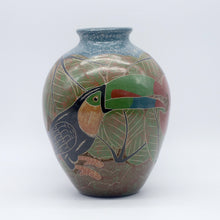 Load image into Gallery viewer, Toucan and Hummingbird Ceramic Tropical Vase

