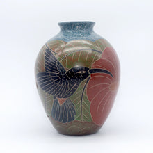 Load image into Gallery viewer, Toucan and Hummingbird Ceramic Tropical Vase
