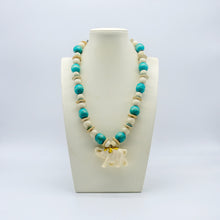 Load image into Gallery viewer, Elephant Summer Necklace with Aqua Sequence
